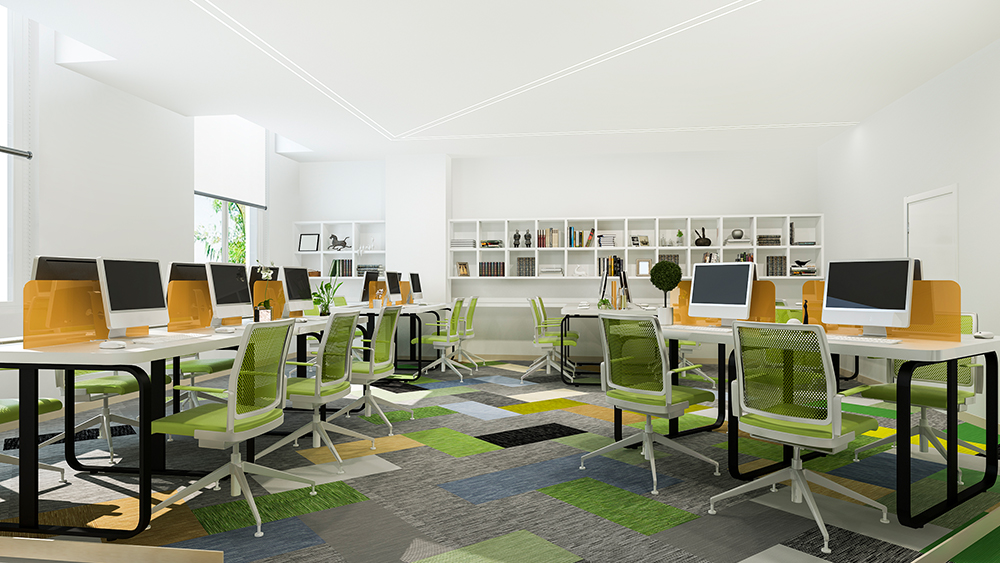 Multiracial group of young creative people in smart casual wear discussing business shaking hands together and smiling while standing in modern office. Partner cooperation, coworker teamwork concept.